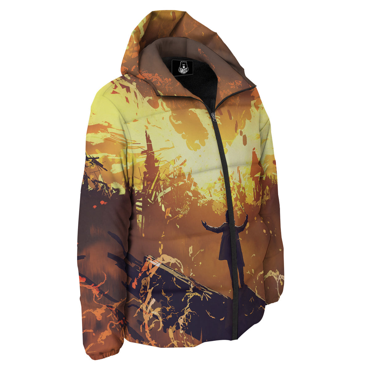 The Man And Phoenix Print Down Jacket-grizzshop