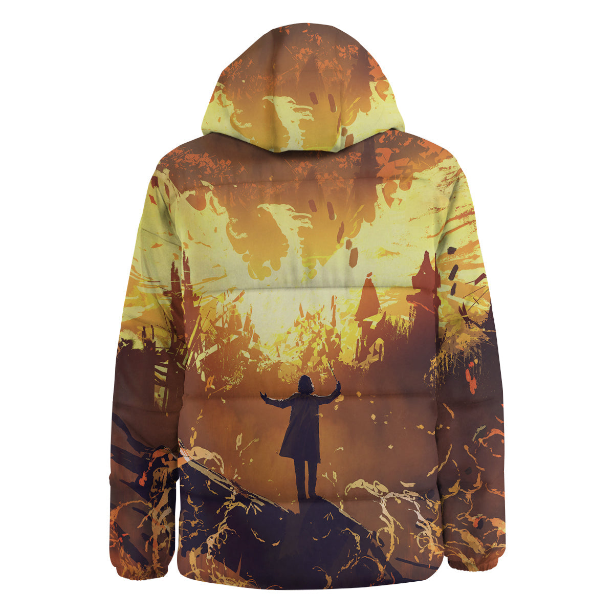 The Man And Phoenix Print Down Jacket-grizzshop