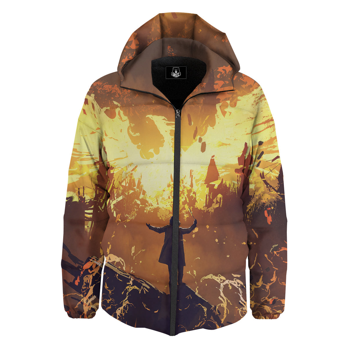 The Man And Phoenix Print Down Jacket-grizzshop
