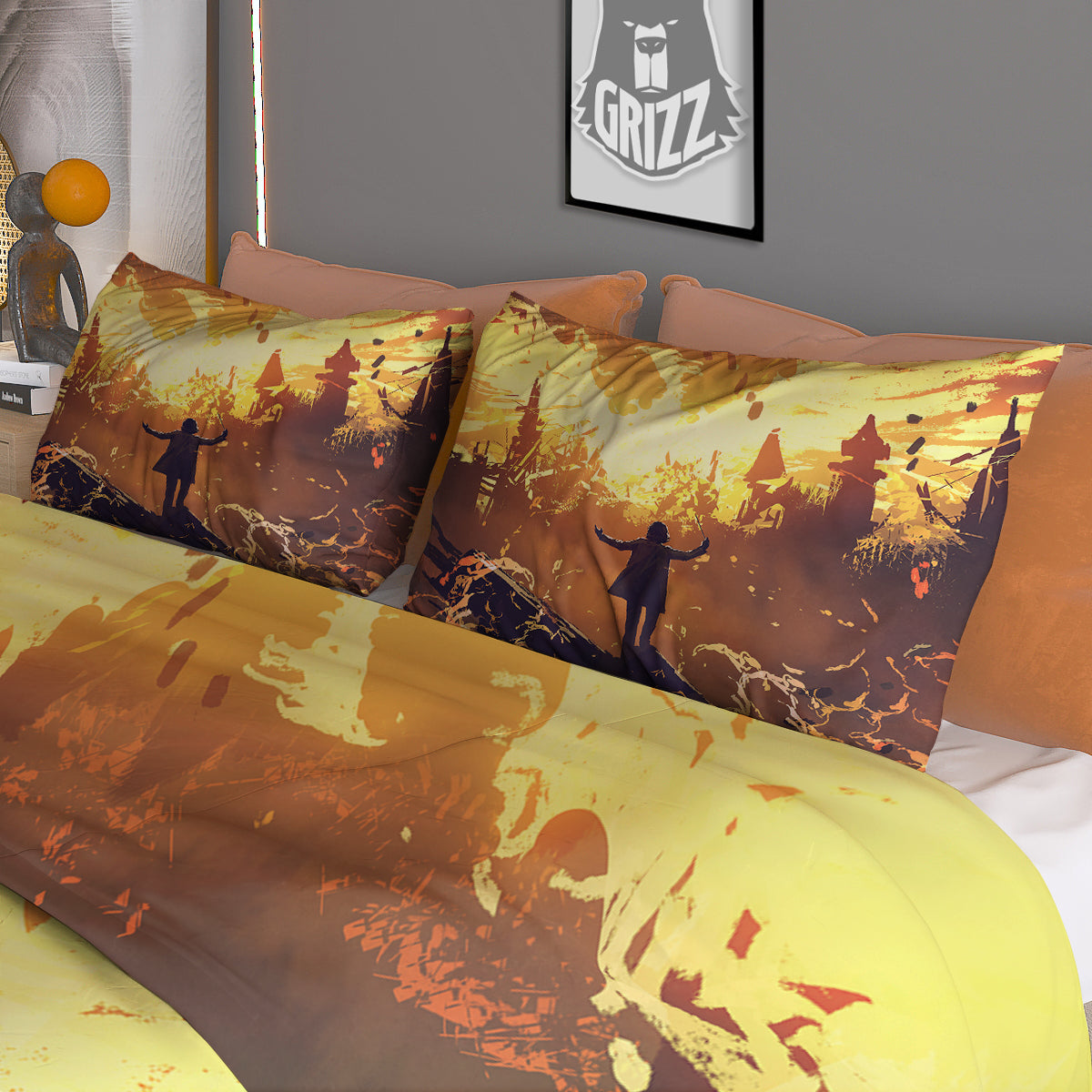 The Man And Phoenix Print Duvet Cover Bedding Set