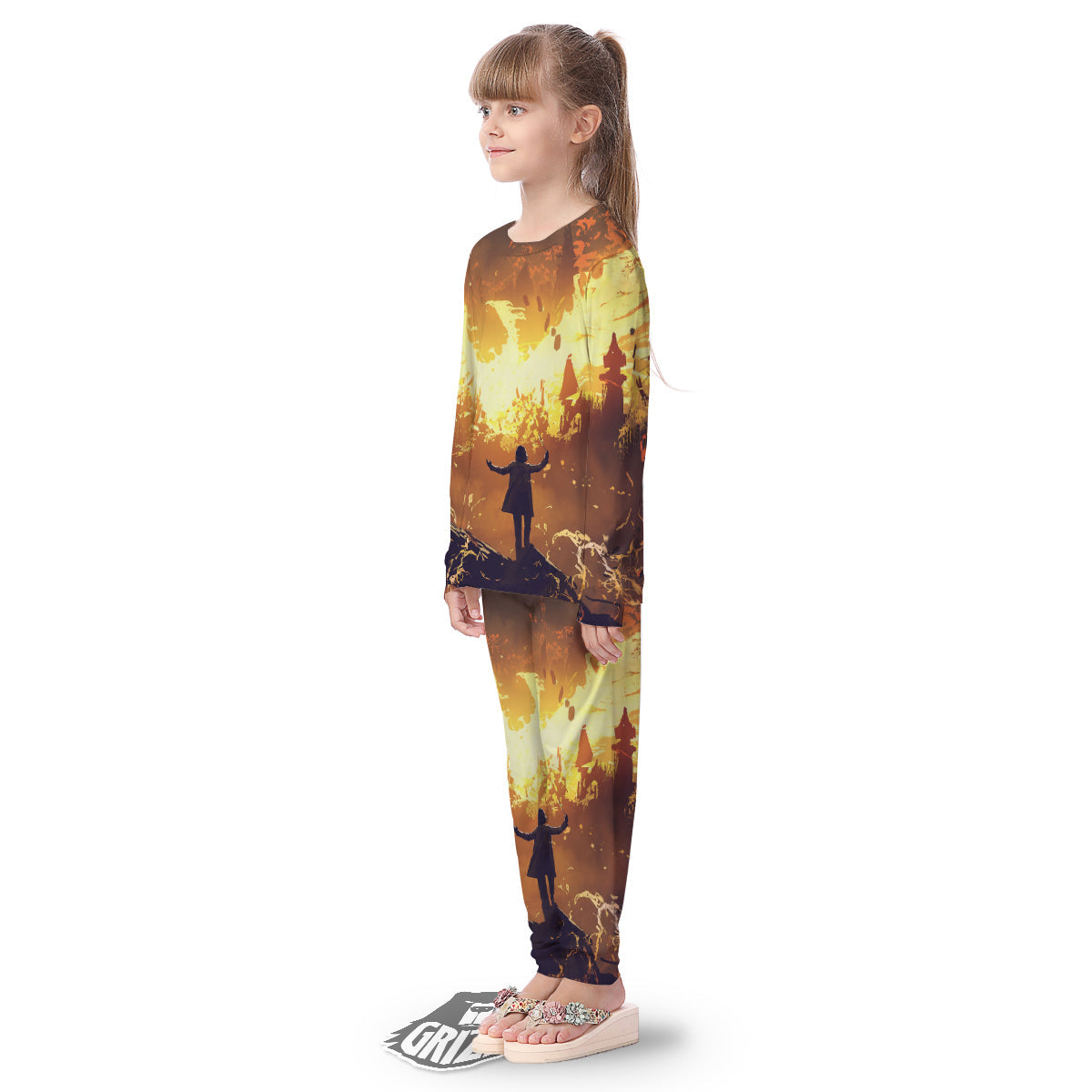 The Man And Phoenix Print Kid's Pajamas-grizzshop