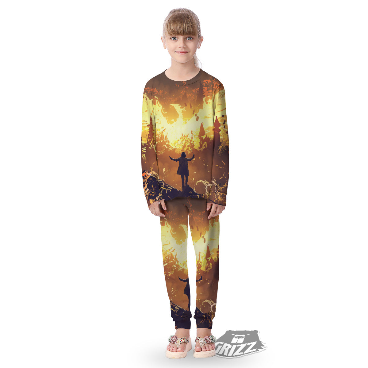 The Man And Phoenix Print Kid's Pajamas-grizzshop