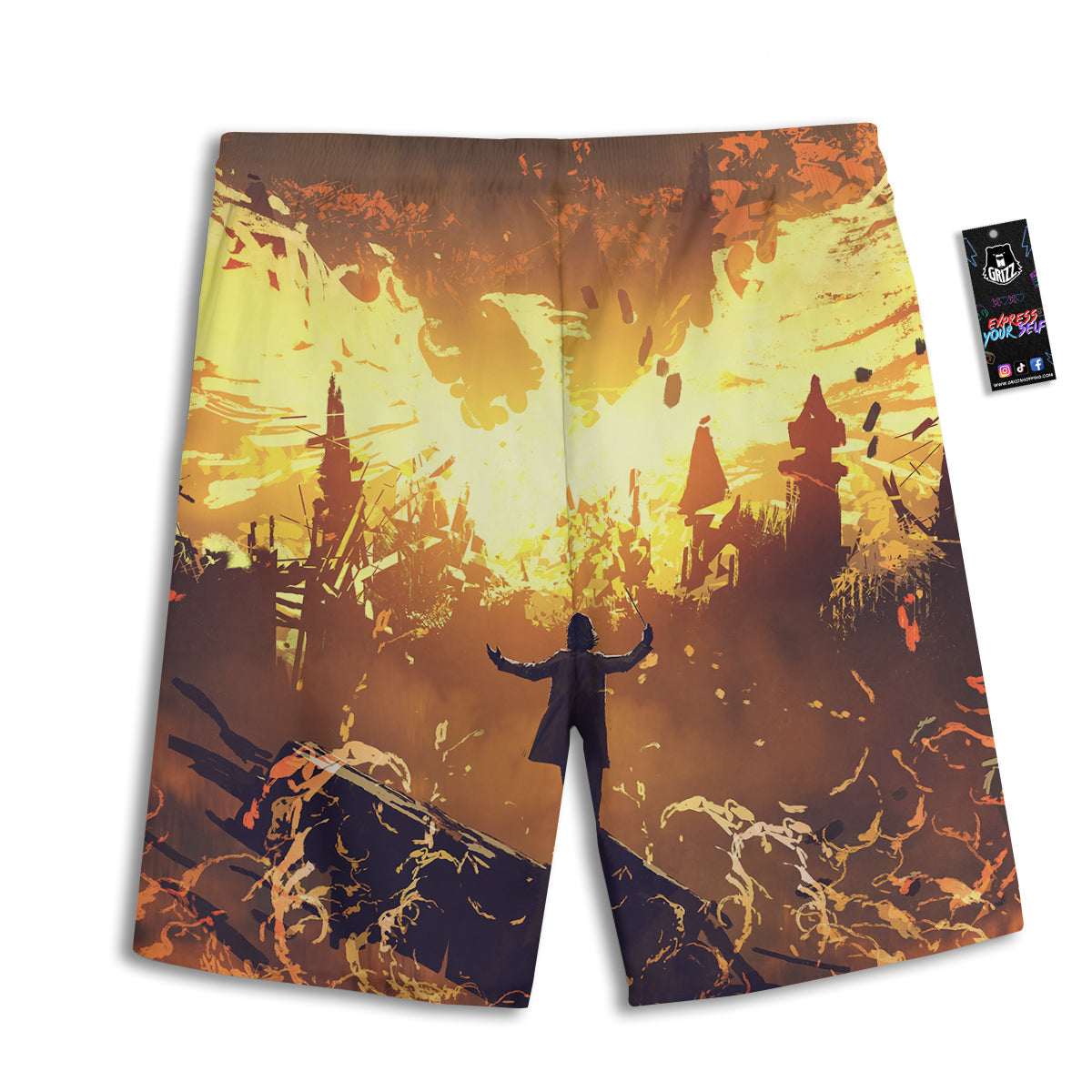 The Man And Phoenix Print Men's Athletic Shorts