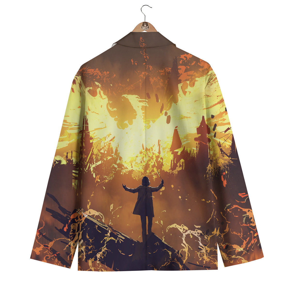 The Man And Phoenix Print Men's Blazer-grizzshop