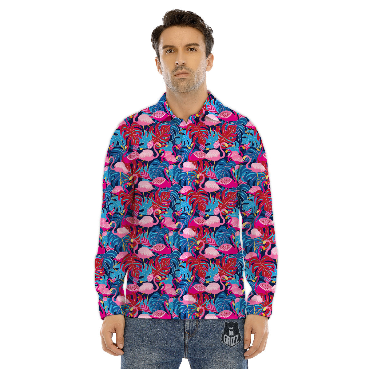 The Man And Phoenix Print Men's Dress Shirts-grizzshop