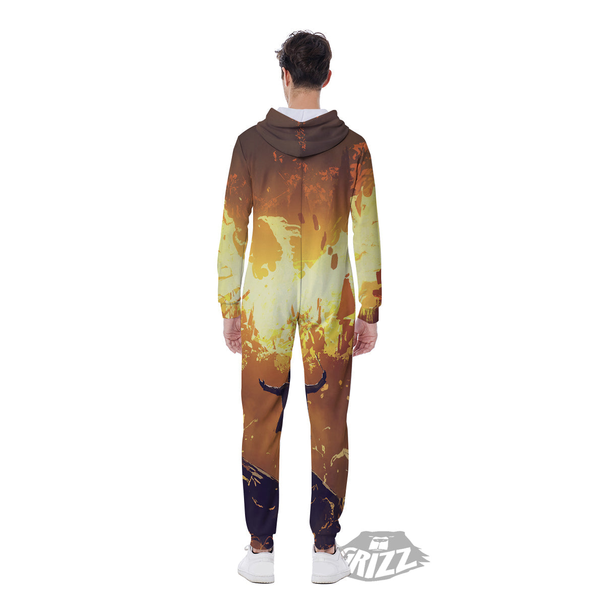 The Man And Phoenix Print Men's Jumpsuit-grizzshop
