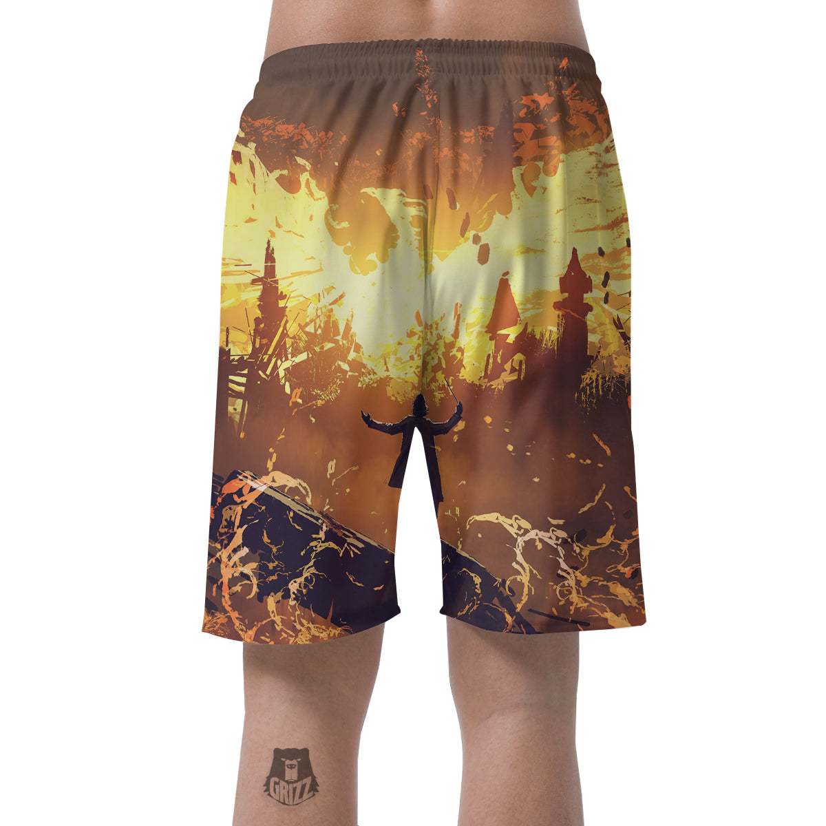 The Man And Phoenix Print Men's Shorts-grizzshop