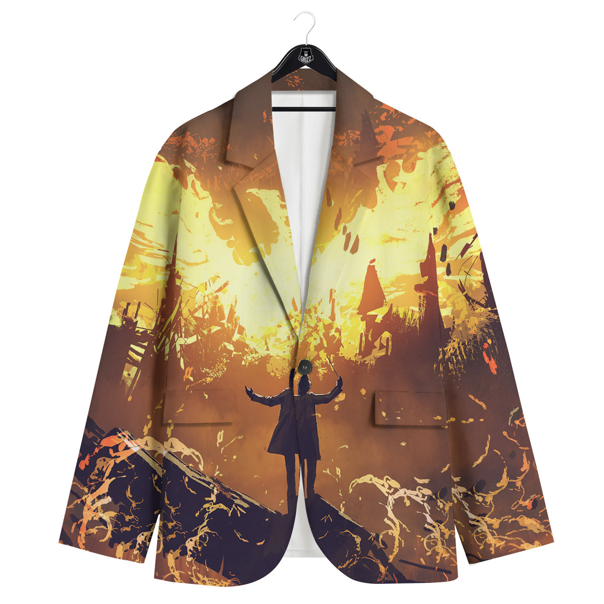 The Man And Phoenix Print Men's Sport Coat-grizzshop