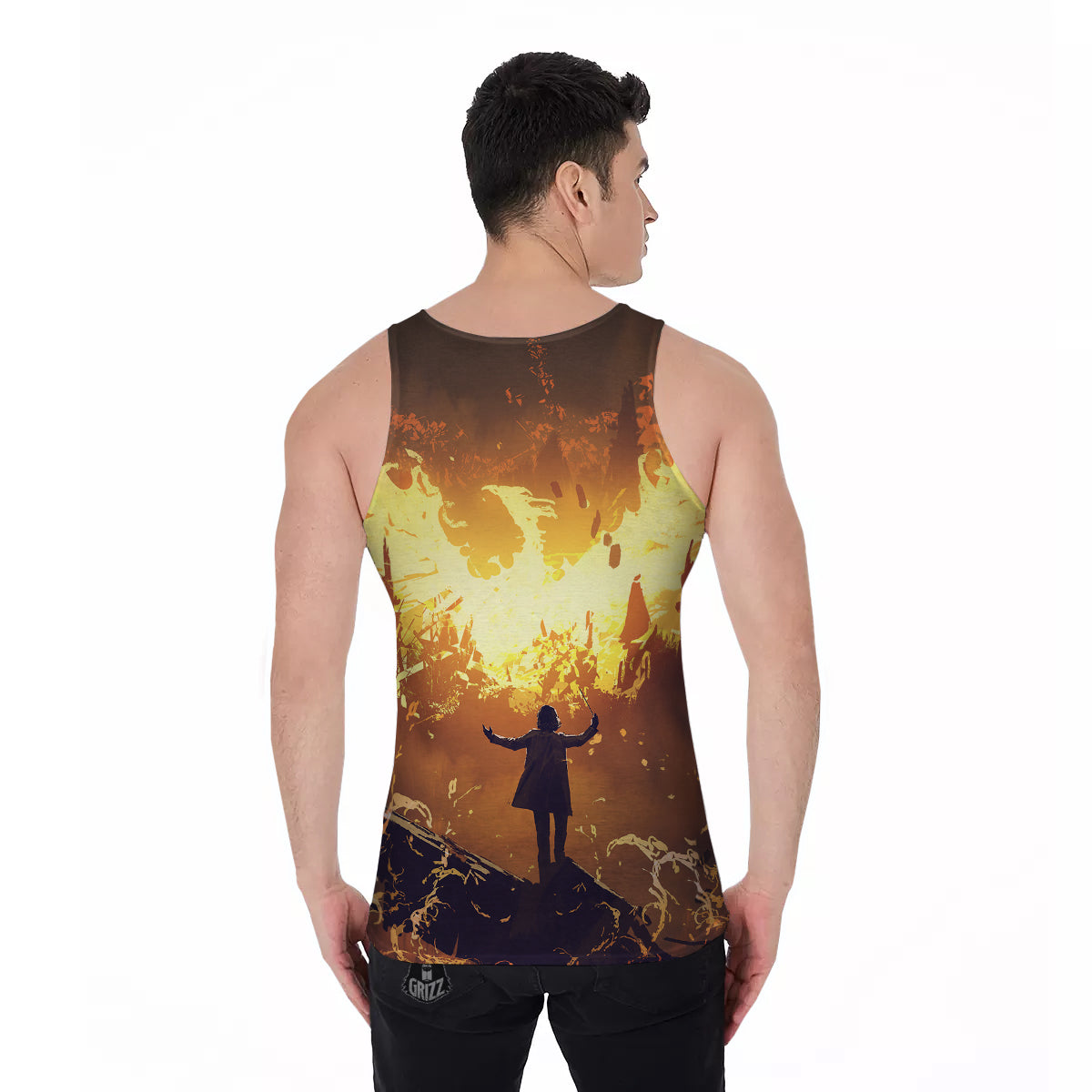The Man And Phoenix Print Men's Tank Top-grizzshop