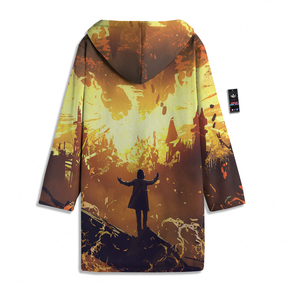 The Man And Phoenix Print Men's Windbreaker Jacket-grizzshop