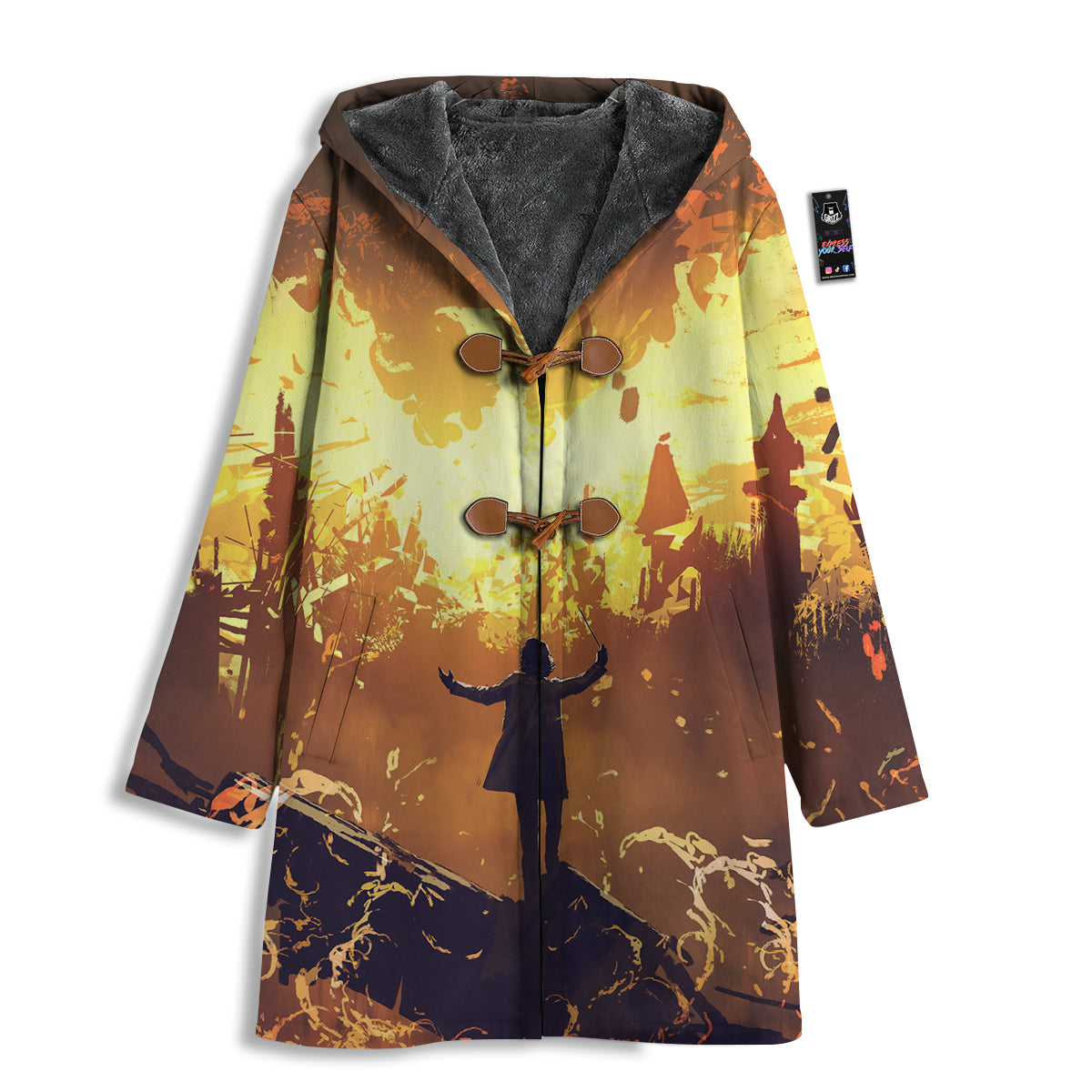 The Man And Phoenix Print Men's Windbreaker Jacket-grizzshop