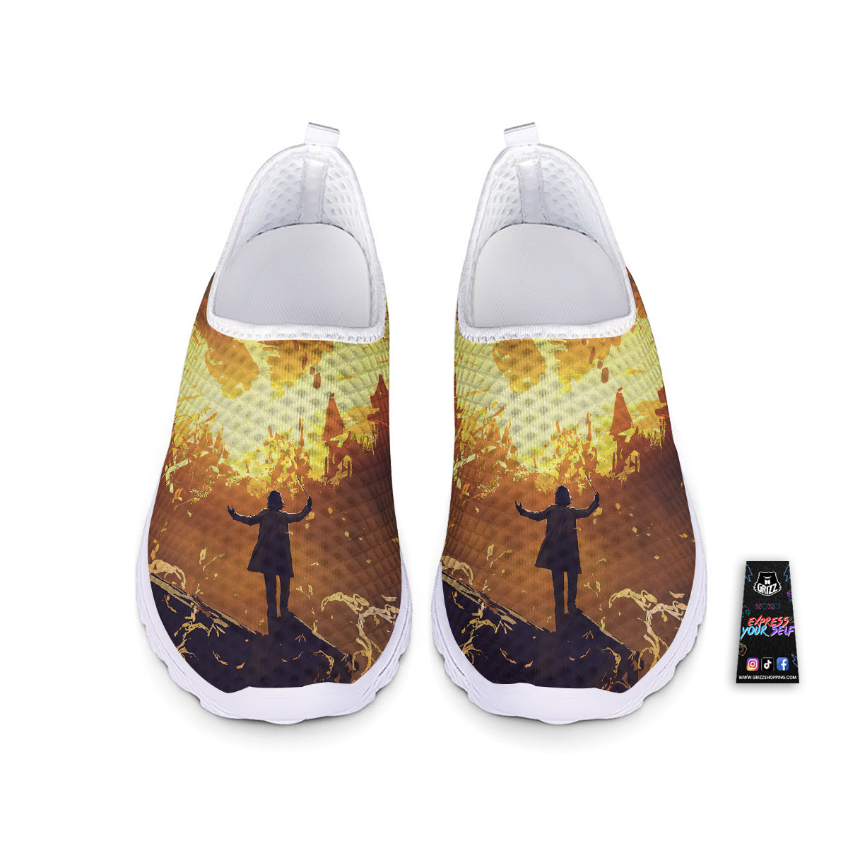 The Man And Phoenix Print Nurse Shoes-grizzshop
