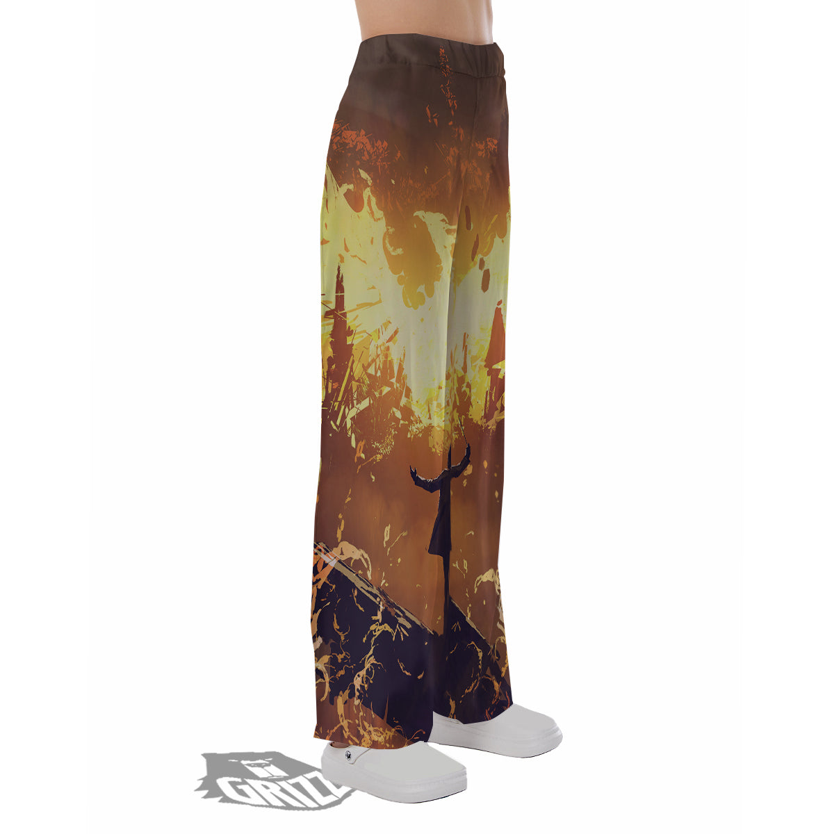 The Man And Phoenix Print Pajama Pants-grizzshop