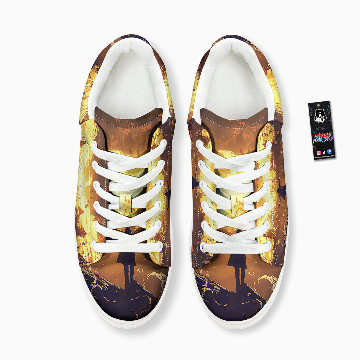 The Man And Phoenix Print Platform Shoes-grizzshop