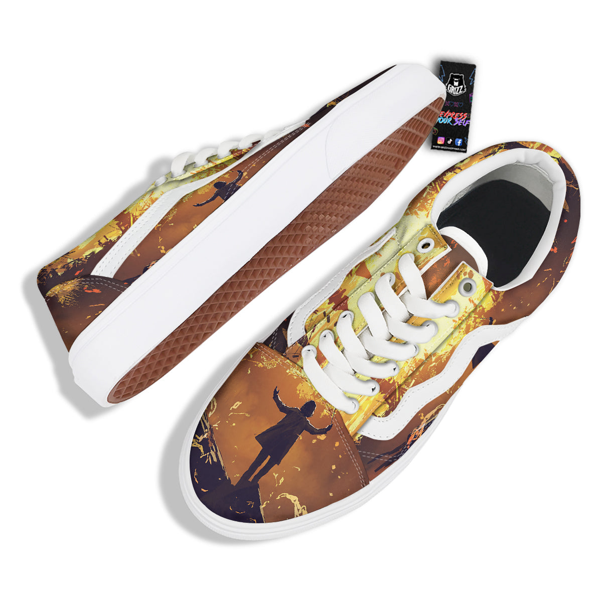 The Man And Phoenix Print Skate Shoes-grizzshop