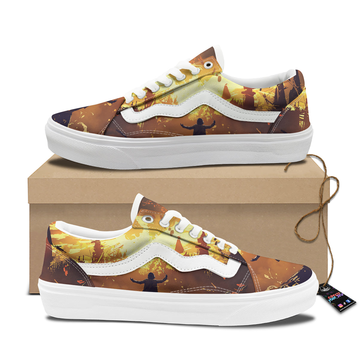 The Man And Phoenix Print Skate Shoes-grizzshop