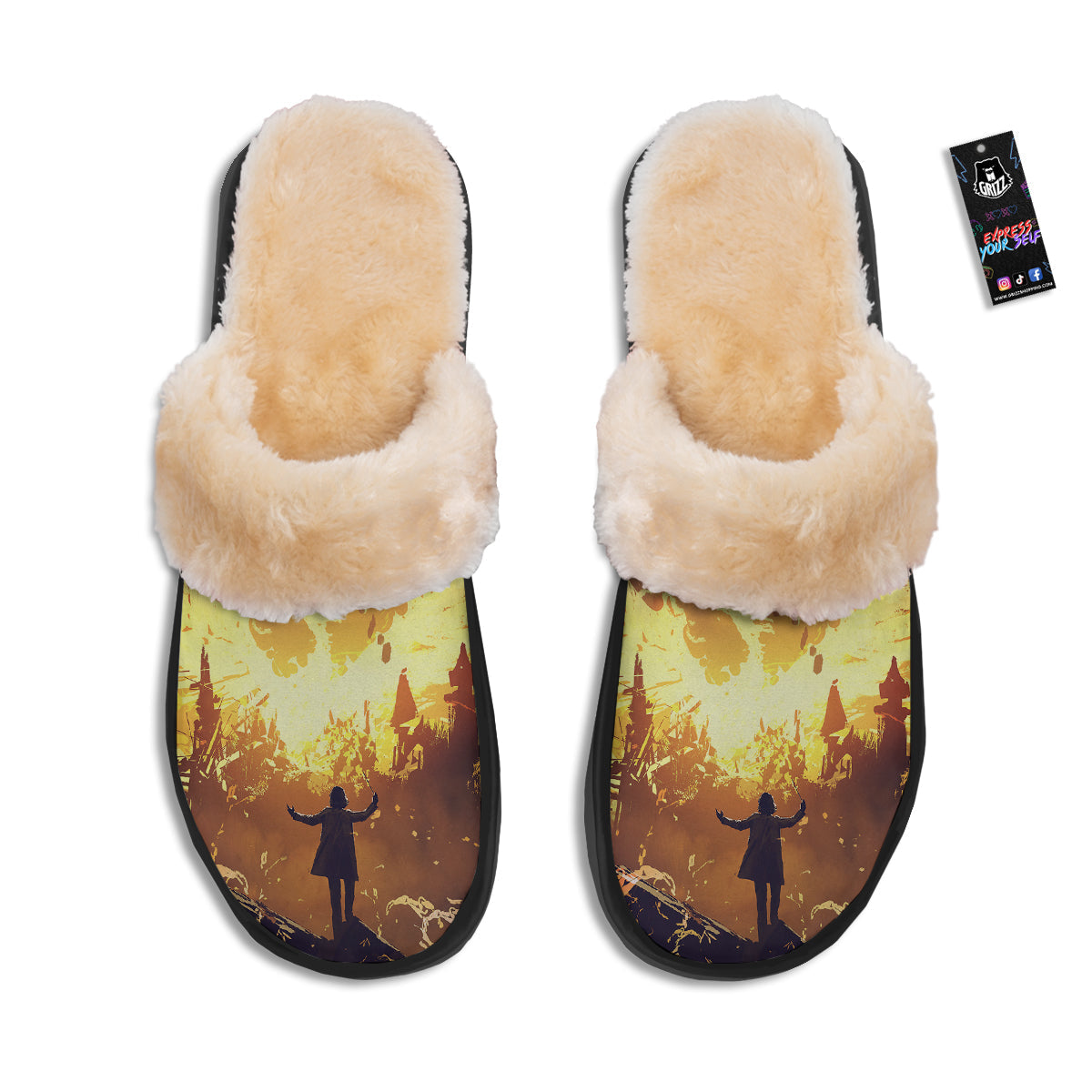 The Man And Phoenix Print Slippers-grizzshop