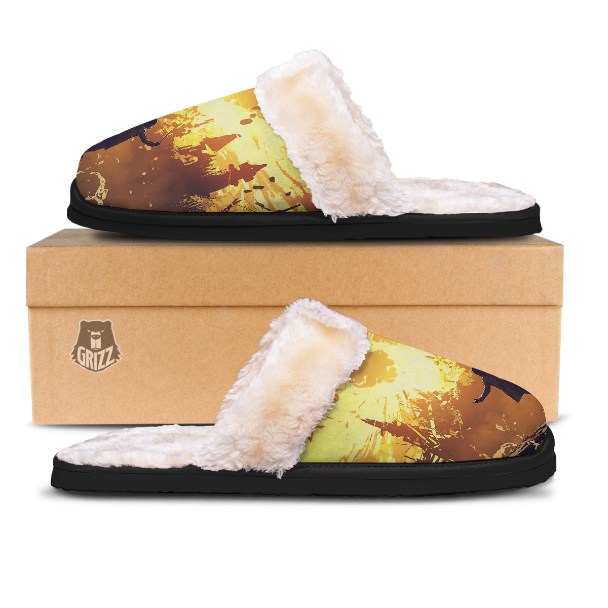 The Man And Phoenix Print Slippers-grizzshop