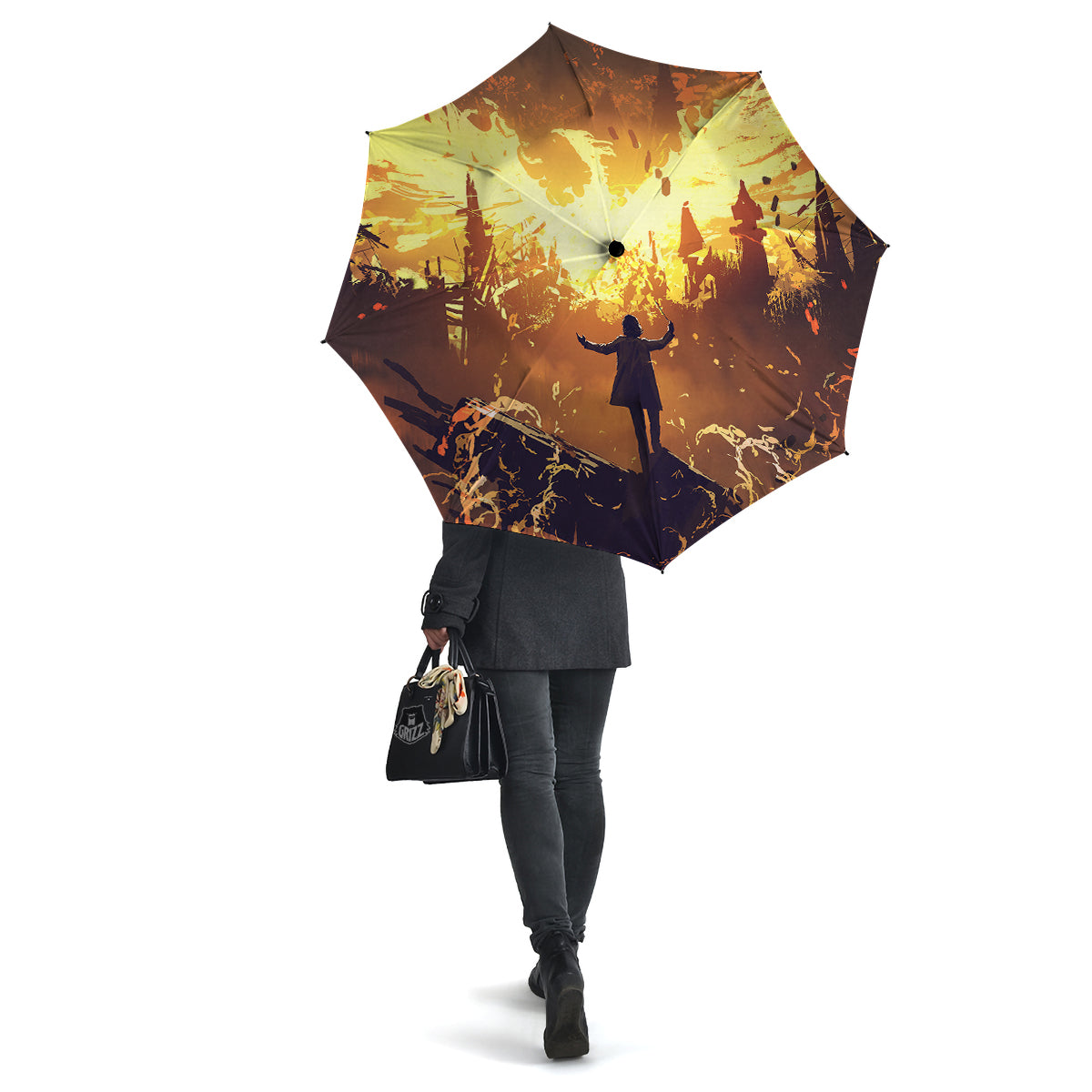 The Man And Phoenix Print Umbrella-grizzshop