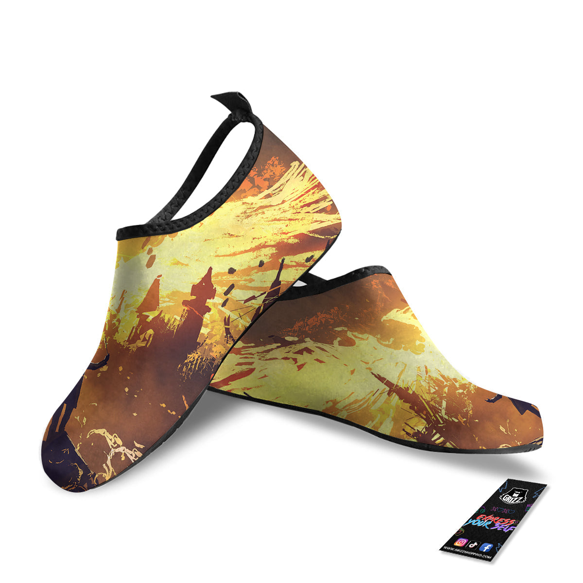 The Man And Phoenix Print Water Shoes-grizzshop