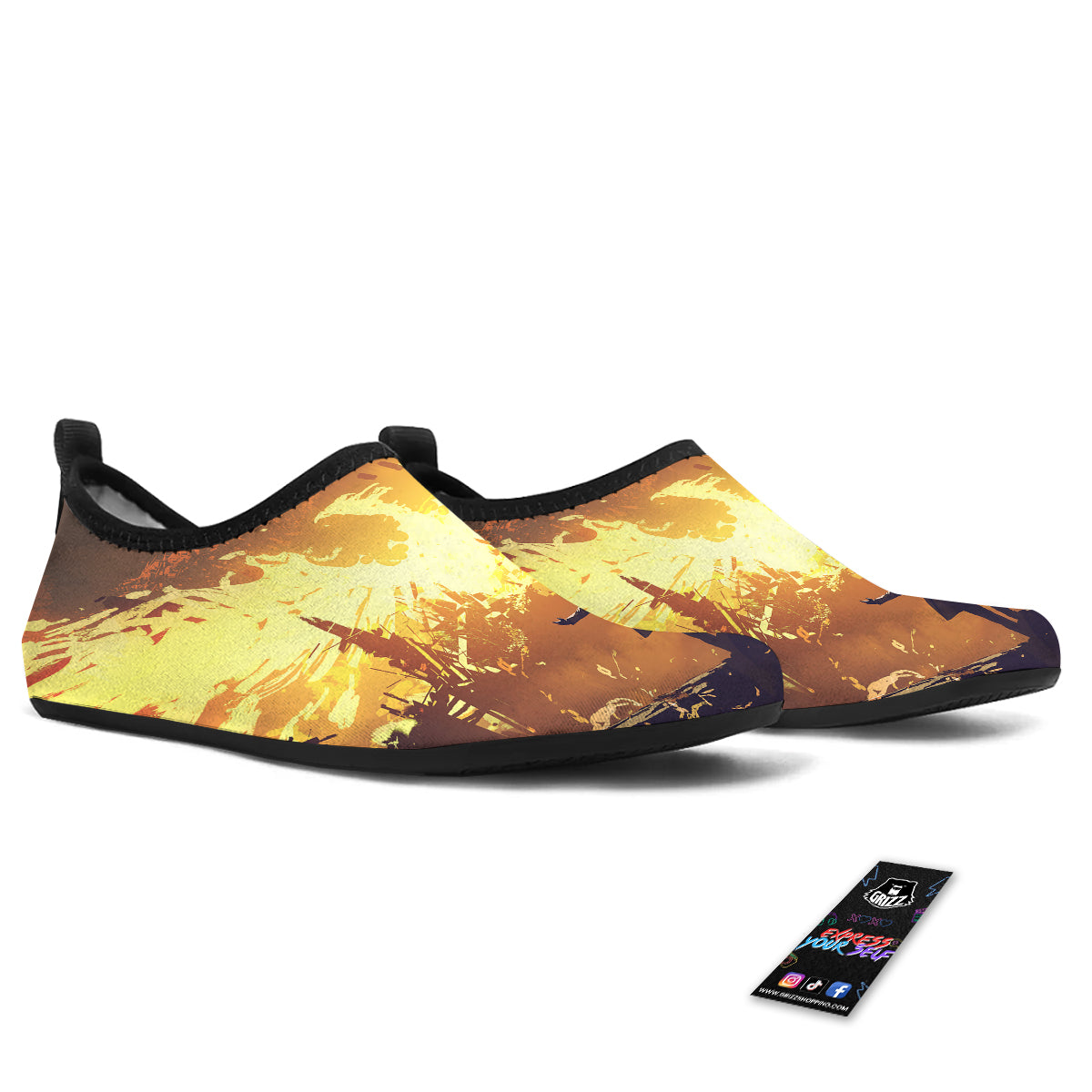 The Man And Phoenix Print Water Shoes-grizzshop