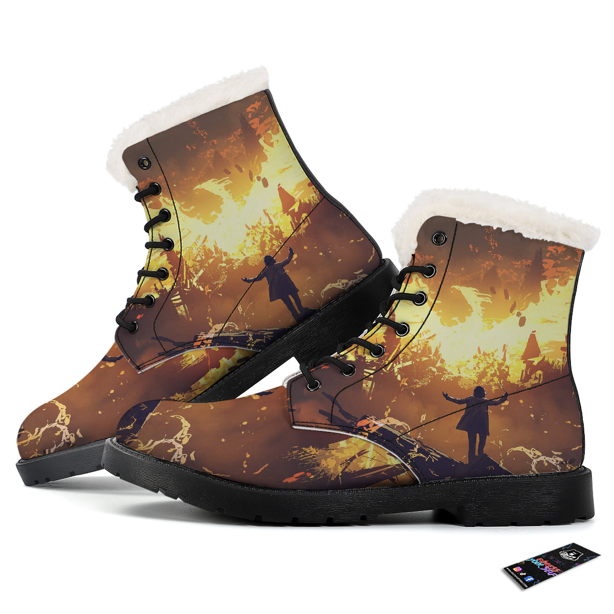 The Man And Phoenix Print Winter Boots-grizzshop