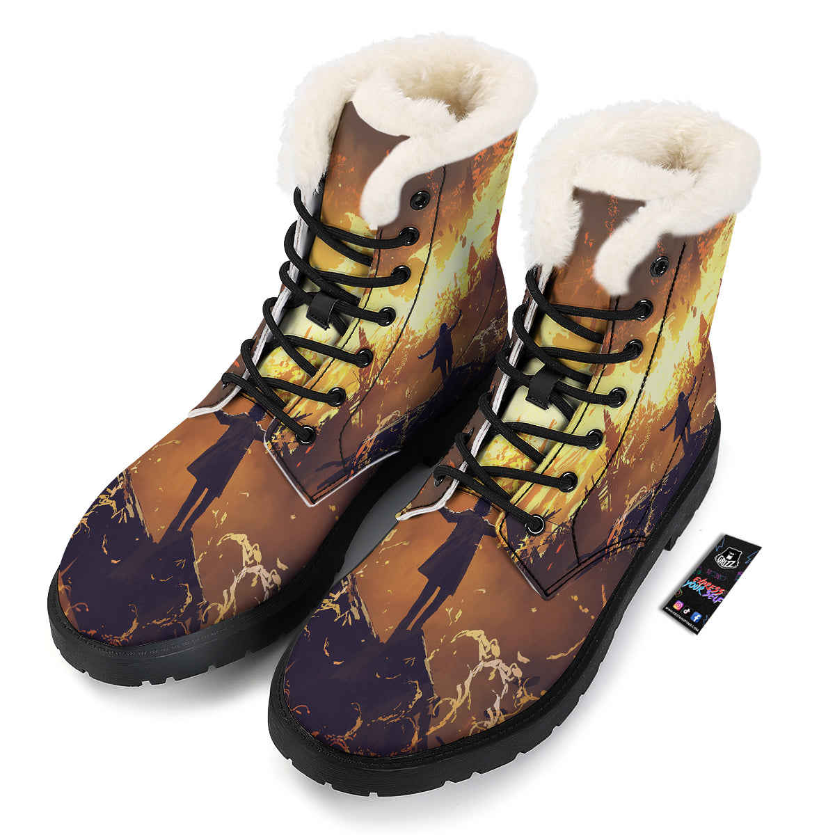 The Man And Phoenix Print Winter Boots-grizzshop