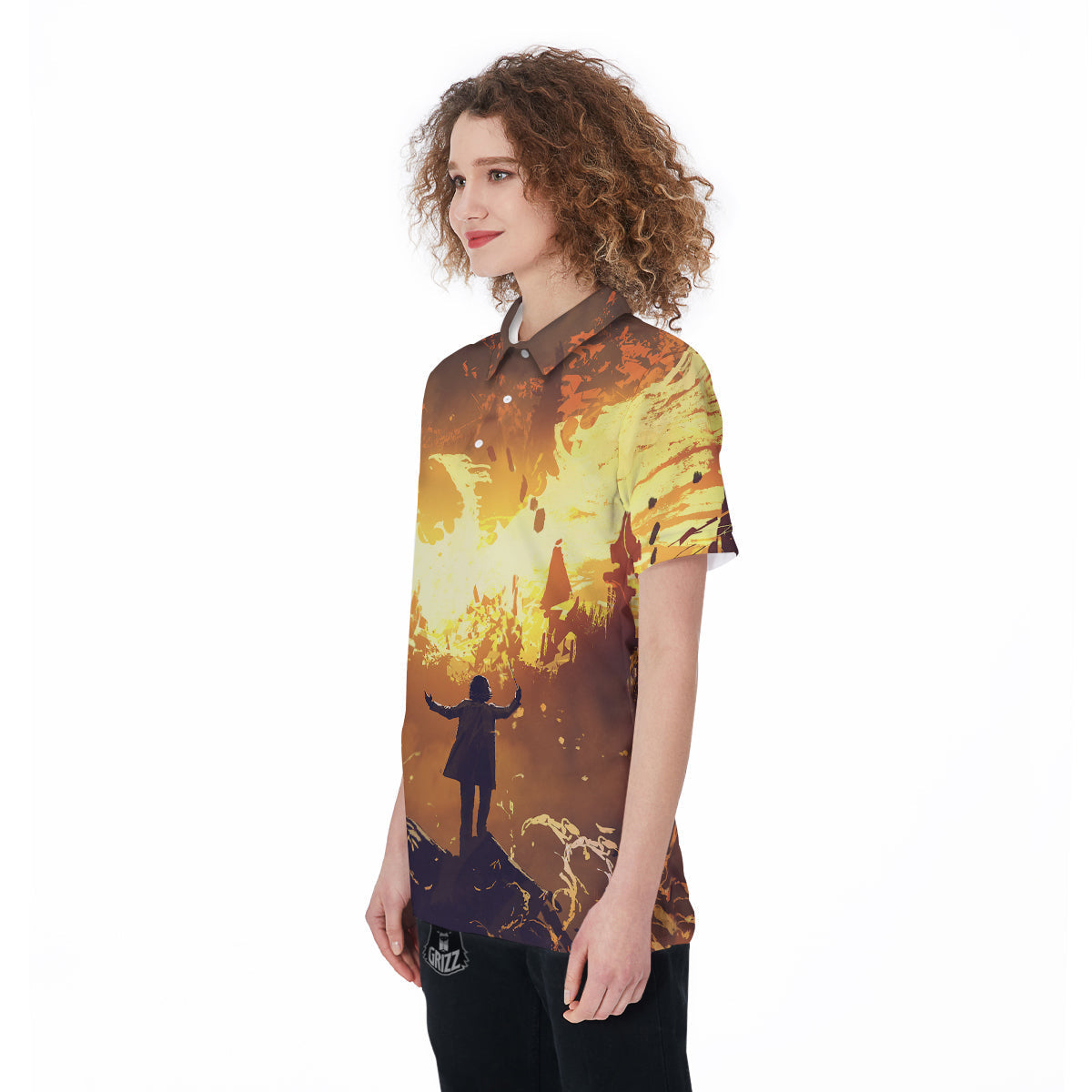 The Man And Phoenix Print Women's Golf Shirts-grizzshop