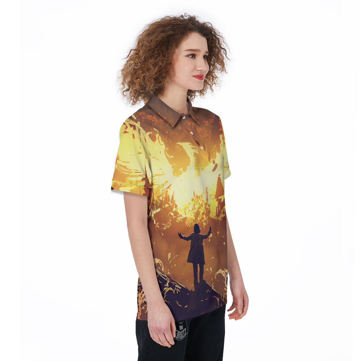 The Man And Phoenix Print Women's Golf Shirts-grizzshop