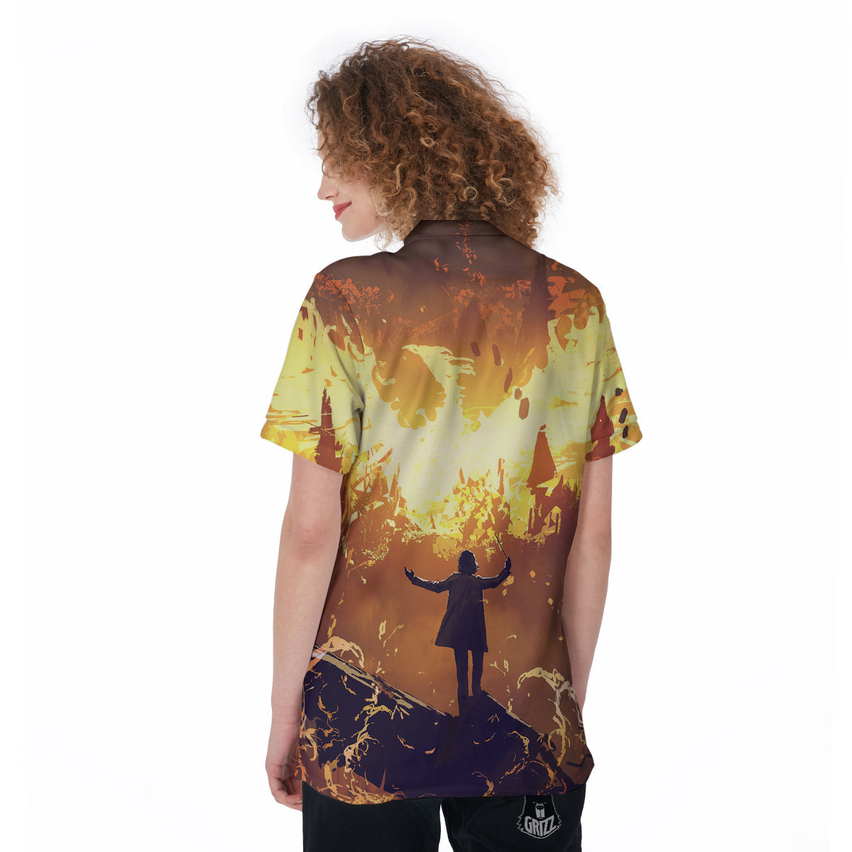 The Man And Phoenix Print Women's Golf Shirts-grizzshop
