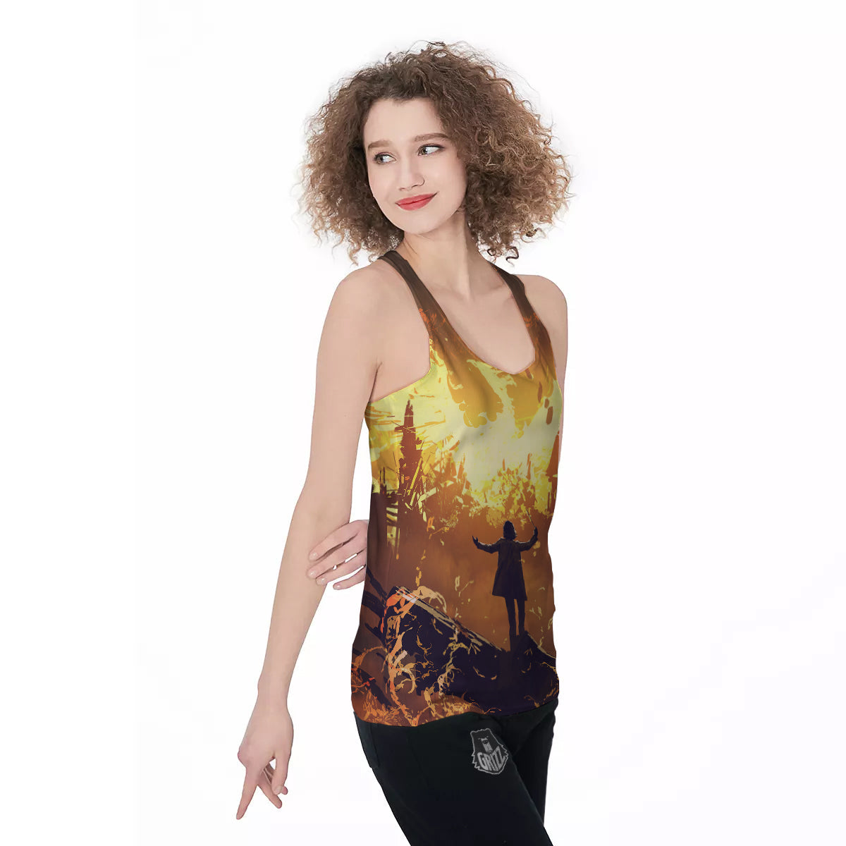 The Man And Phoenix Print Women's Racerback Tank Top-grizzshop