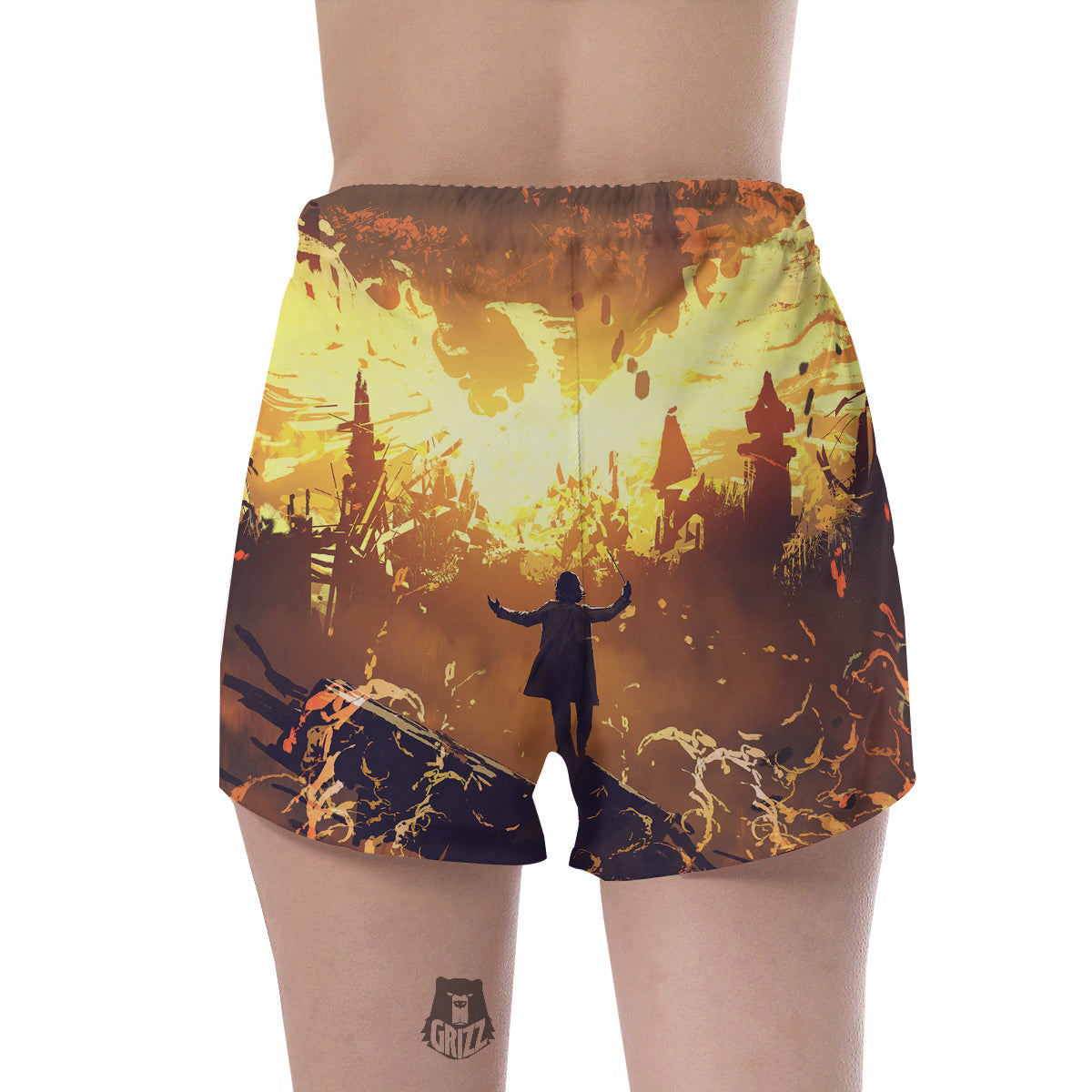 The Man And Phoenix Print Women's Shorts-grizzshop