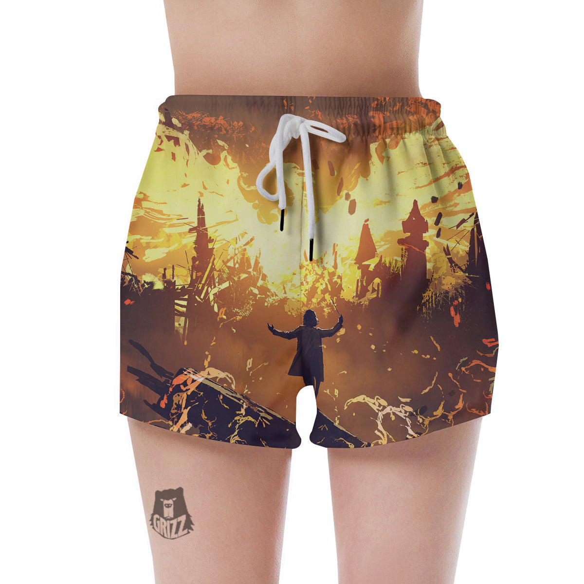 The Man And Phoenix Print Women's Shorts-grizzshop