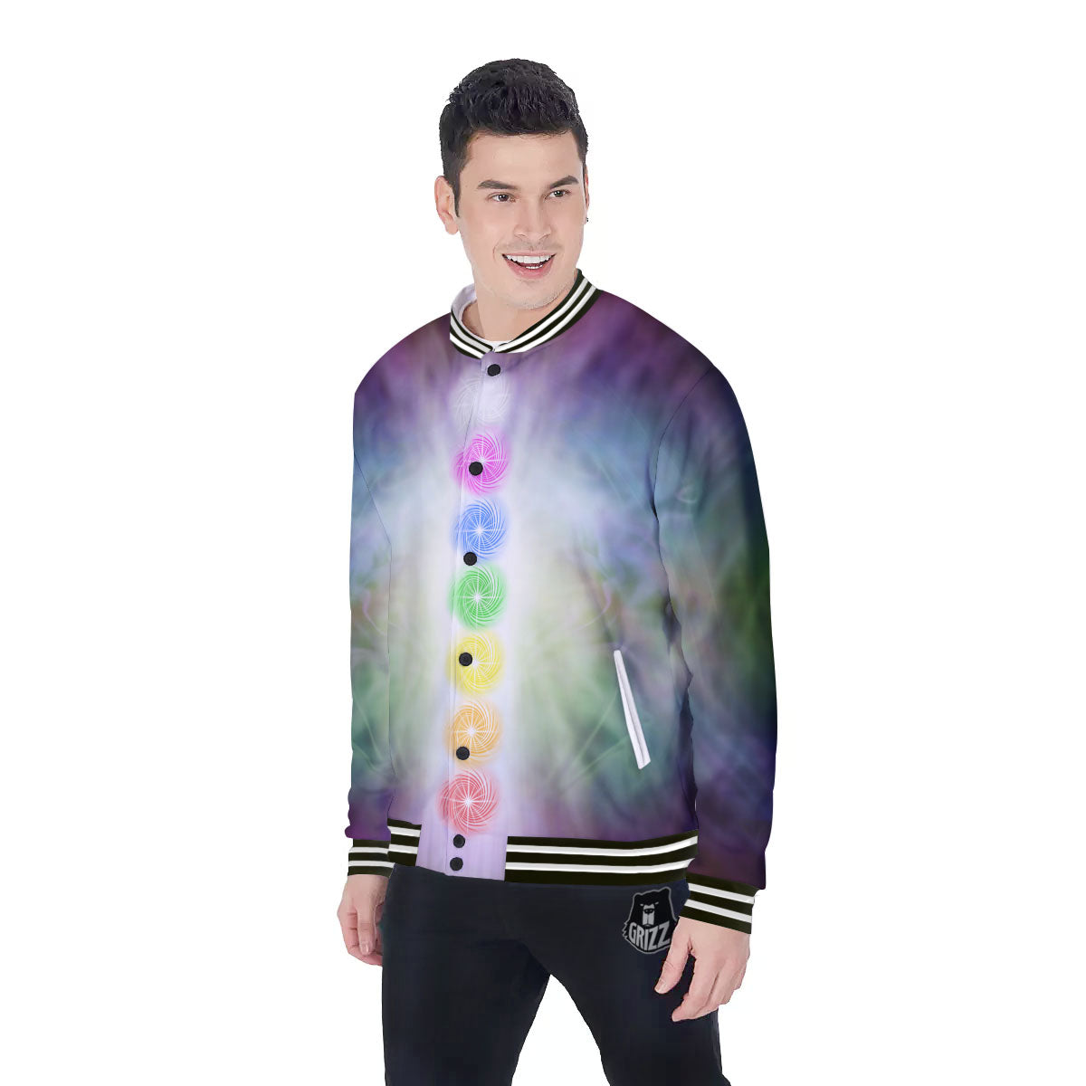 The Seven Chakras And Reiki Print Baseball Jacket-grizzshop