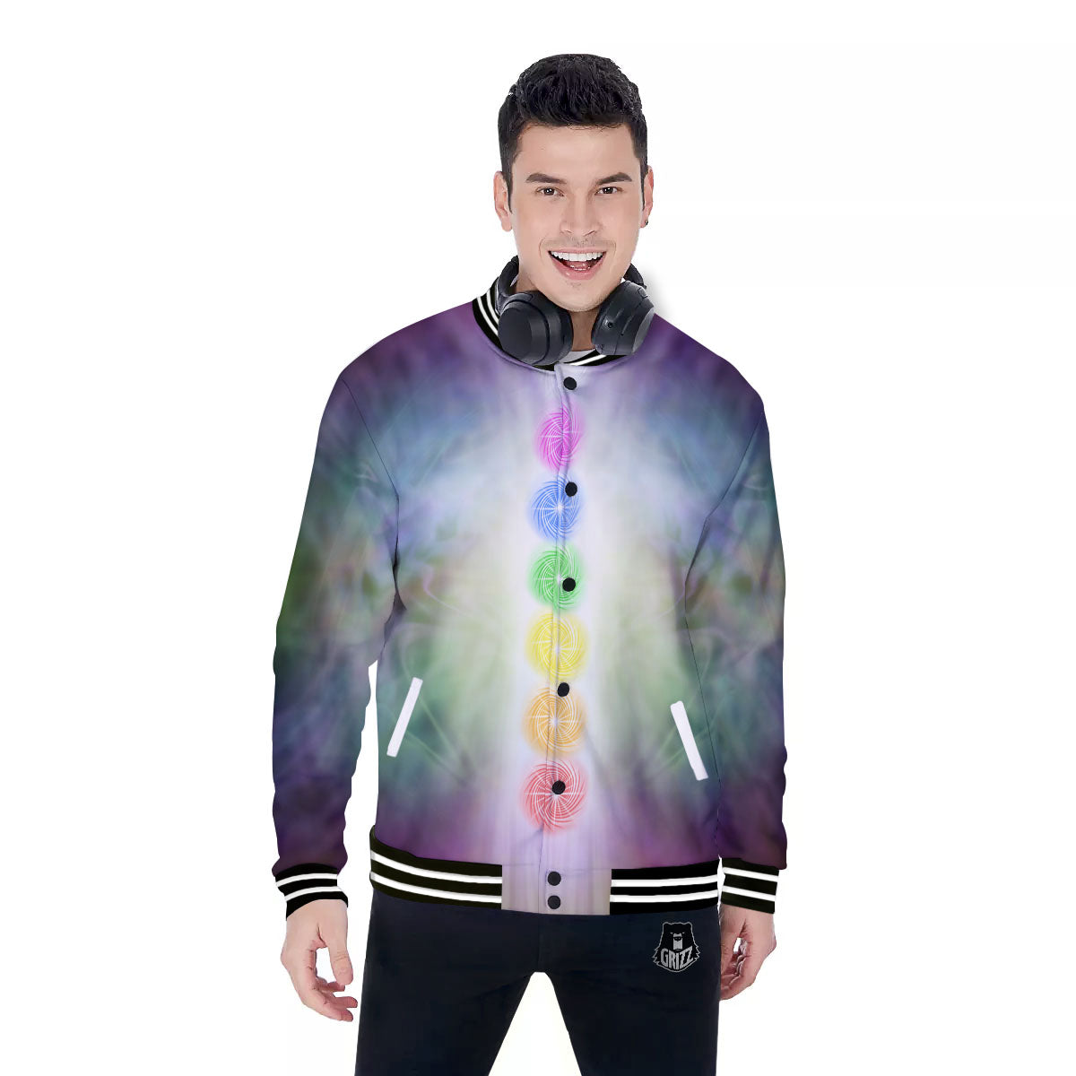 The Seven Chakras And Reiki Print Baseball Jacket-grizzshop