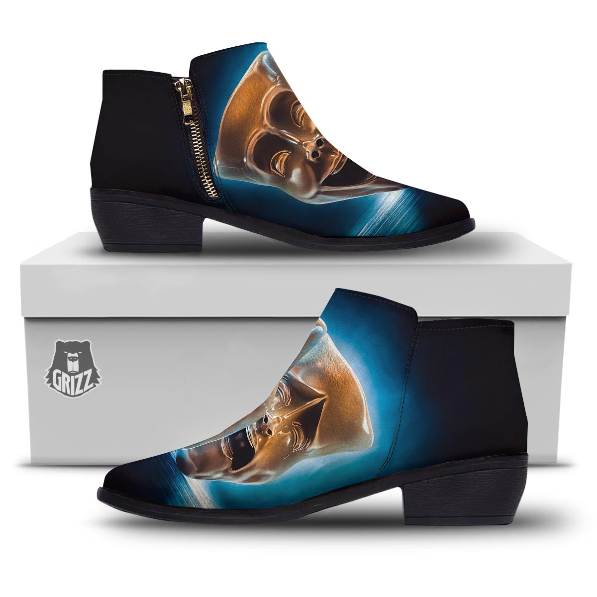 The Theatre Masks Sock And Buskin Ankle Boots-grizzshop