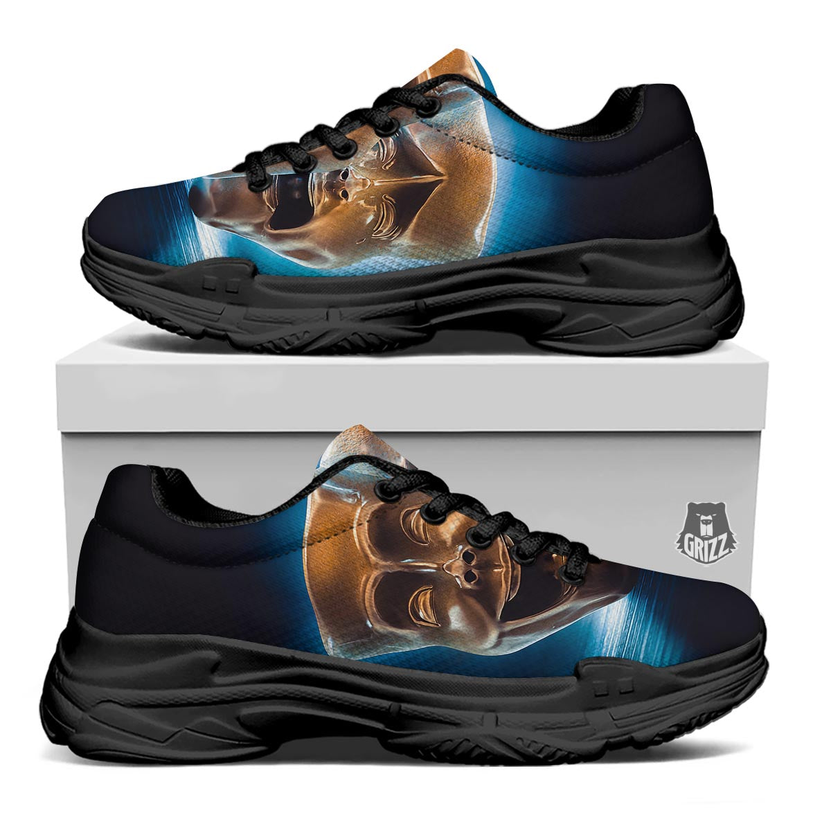 The Theatre Masks Sock And Buskin Black Chunky Shoes-grizzshop