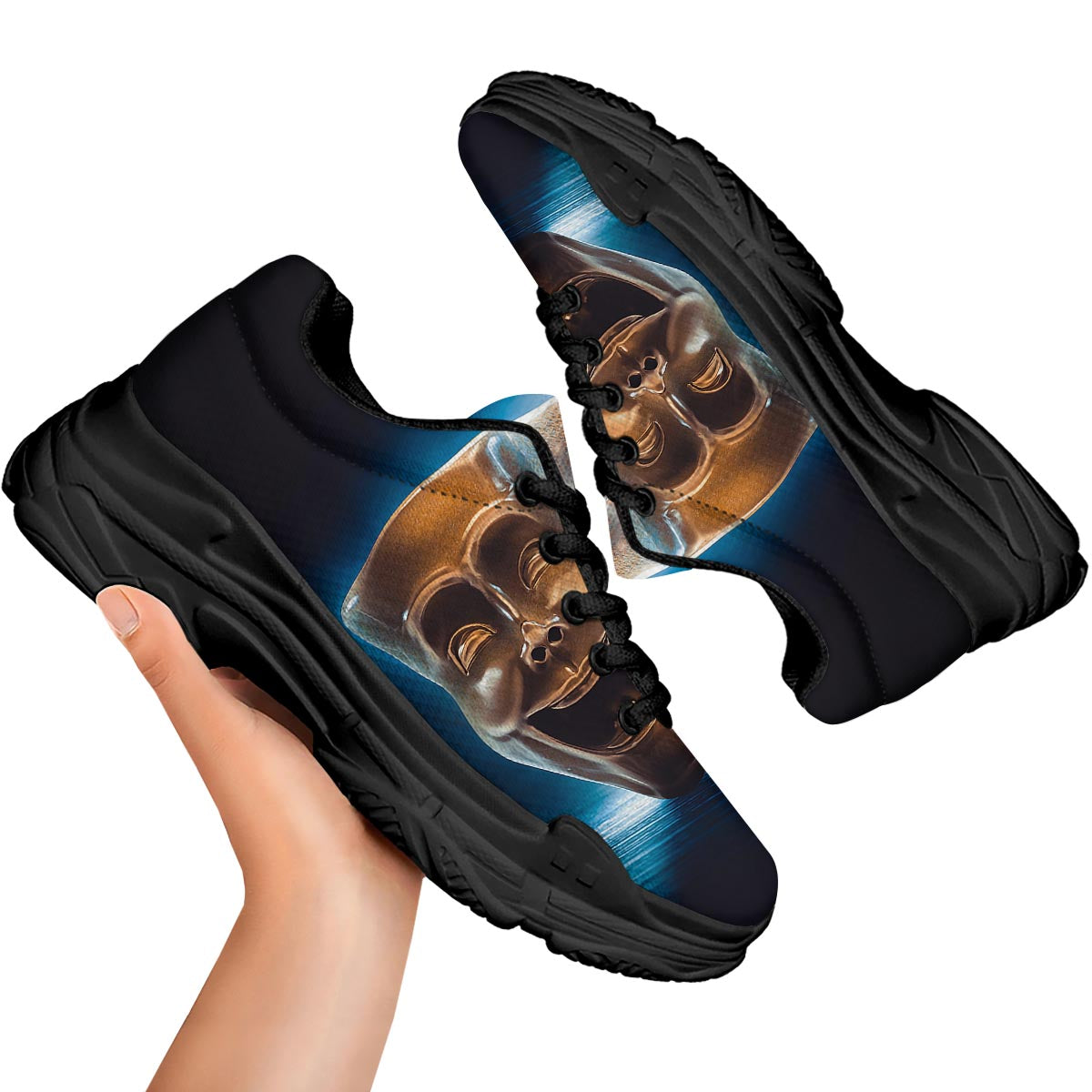 The Theatre Masks Sock And Buskin Black Chunky Shoes-grizzshop