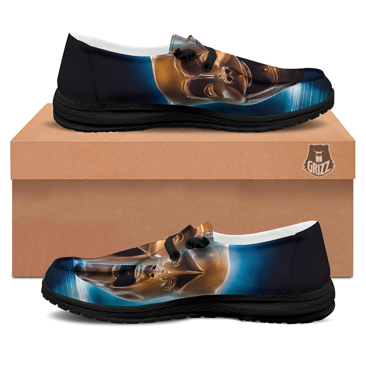 The Theatre Masks Sock And Buskin Black Loafers-grizzshop