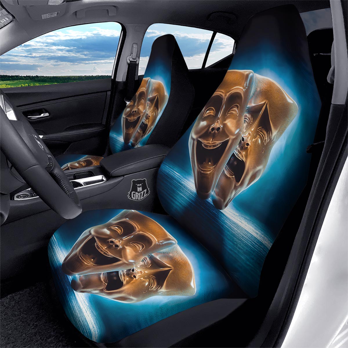 The Theatre Masks Sock And Buskin Car Seat Covers-grizzshop