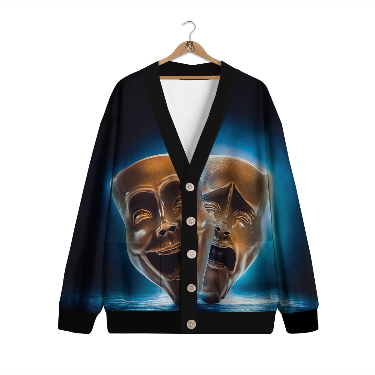 The Theatre Masks Sock And Buskin Cardigan-grizzshop