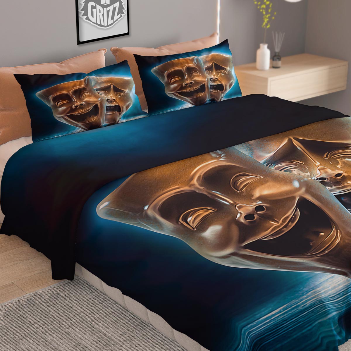 The Theatre Masks Sock And Buskin Duvet Cover Bedding Set