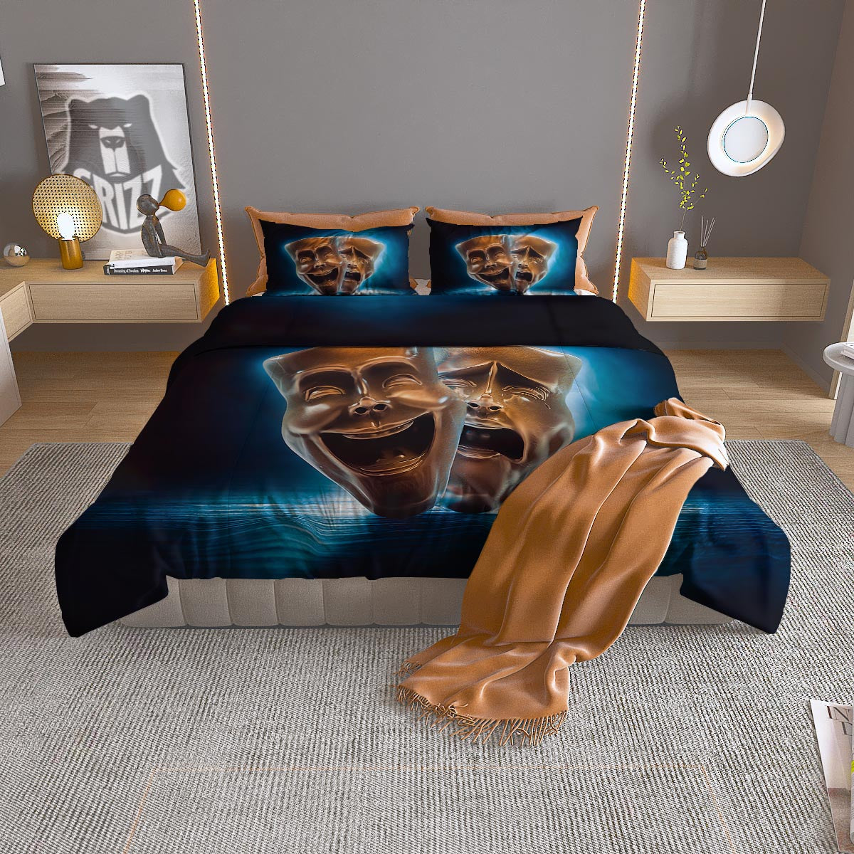 The Theatre Masks Sock And Buskin Duvet Cover Bedding Set