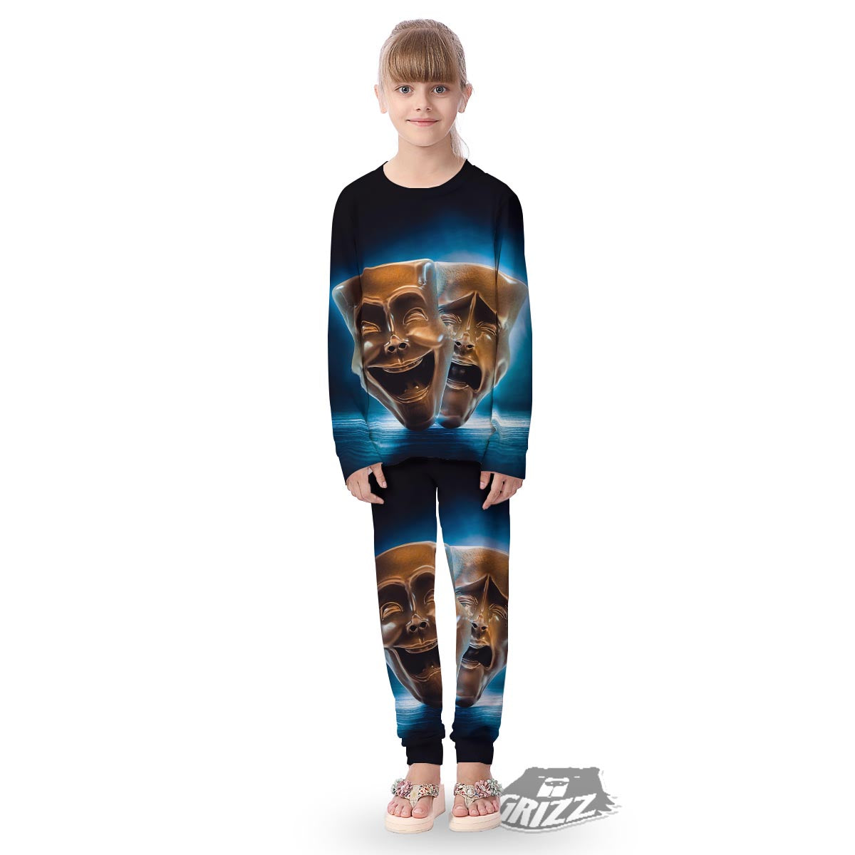 The Theatre Masks Sock And Buskin Kid's Pajamas-grizzshop