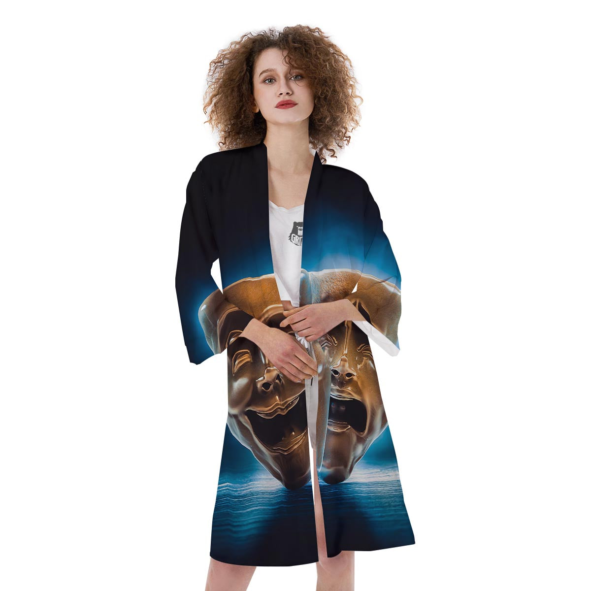 The Theatre Masks Sock And Buskin Kimono-grizzshop