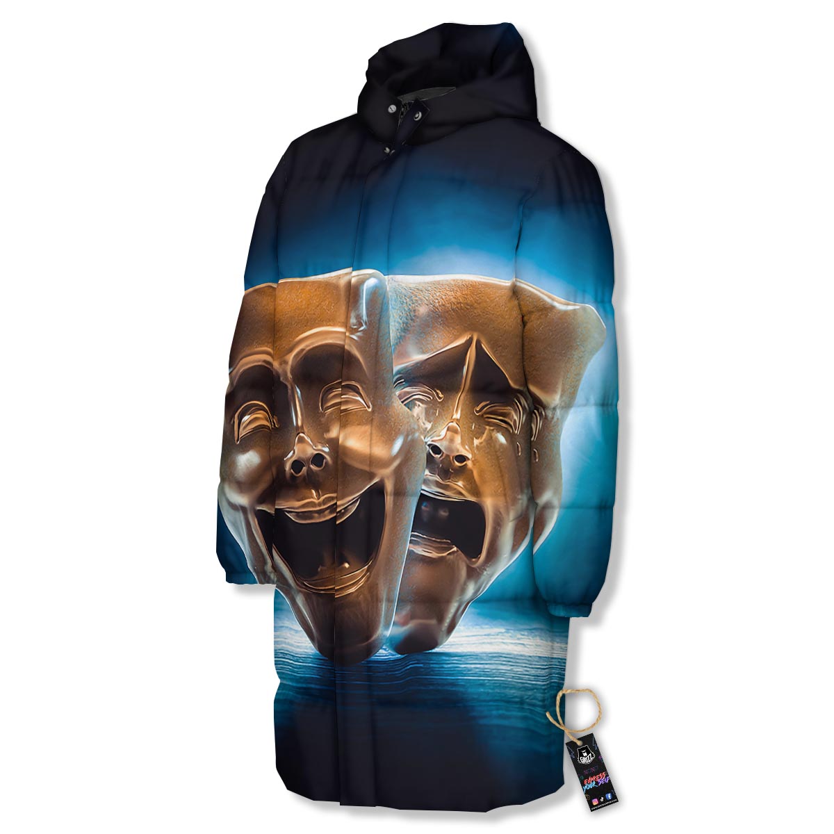 The Theatre Masks Sock And Buskin Long Down Jacket-grizzshop