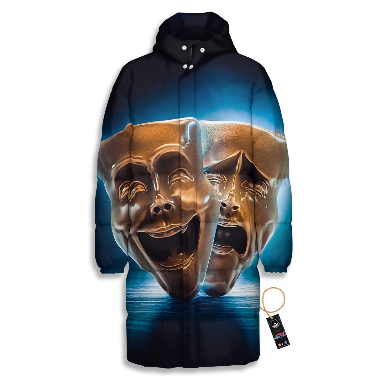 The Theatre Masks Sock And Buskin Long Down Jacket-grizzshop