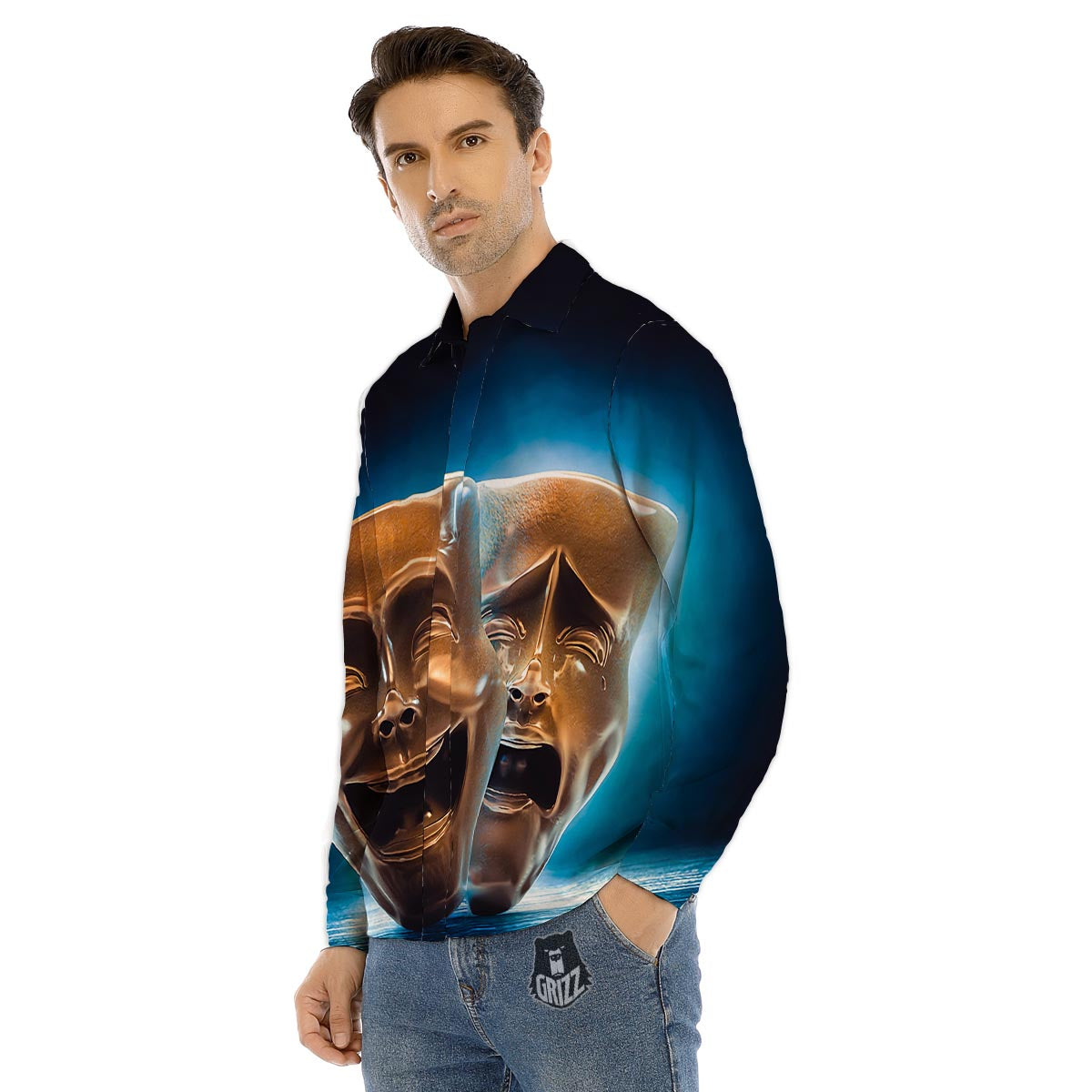 The Theatre Masks Sock And Buskin Men's Dress Shirts-grizzshop