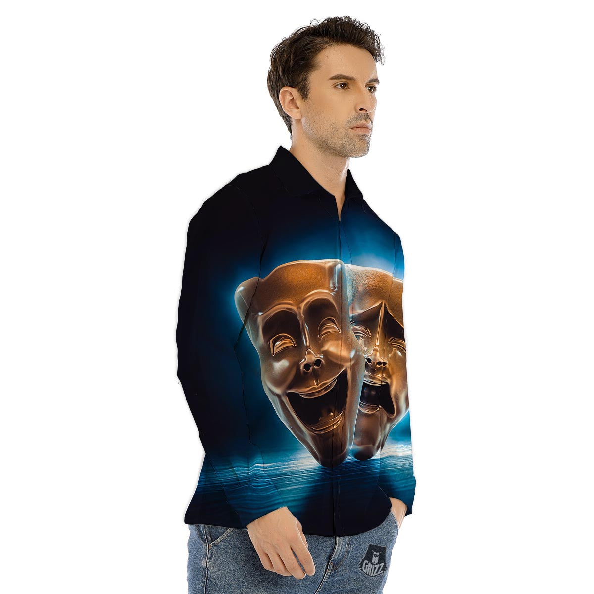 The Theatre Masks Sock And Buskin Men's Dress Shirts-grizzshop