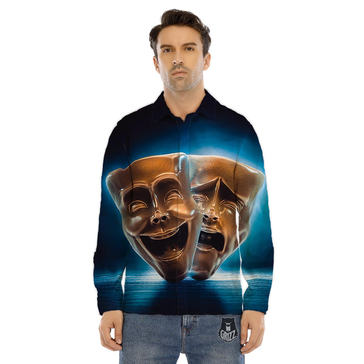 The Theatre Masks Sock And Buskin Men's Dress Shirts-grizzshop